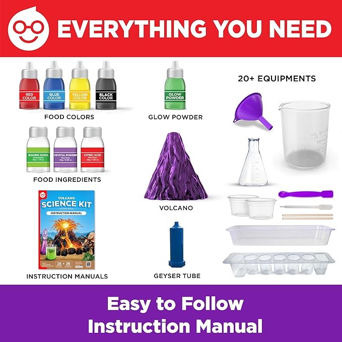 Doctor Jupiter Volcano Science Kit for Kids Ages 8-9-10-11-12-13-14 | Birthday Gift Ideas for Boys & Girls 8+ Years Old | STEM Toy with 50+ Experiments | Learning & Educational Kits