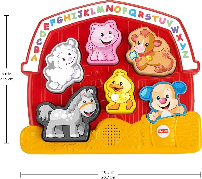 Fisher-Price Toddler Shape Sorting Toy Laugh & Learn Farm Animal Puzzle with Music & Sounds for Kids Ages 1+ Years
