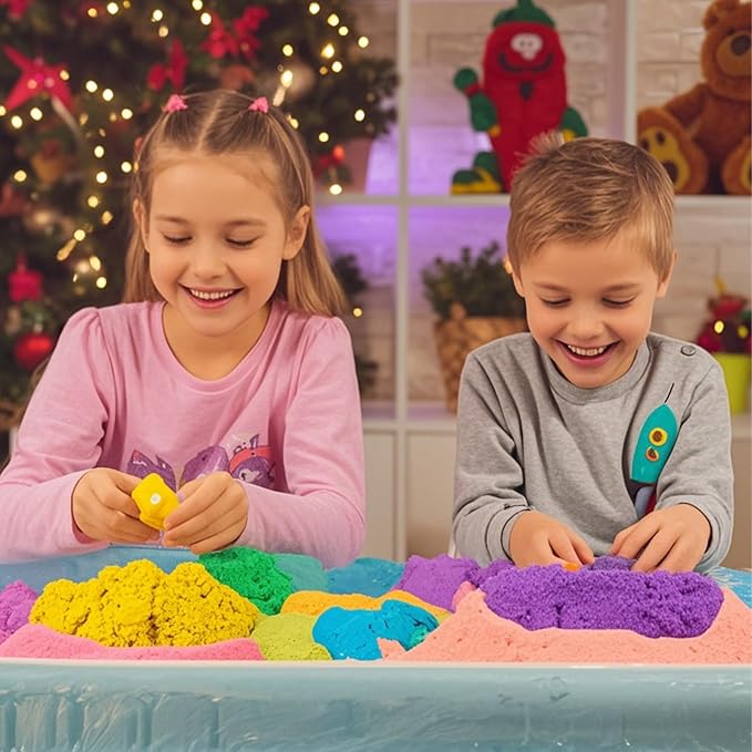 12-Pack Play Sand Kit Multi-Color Play Sand for Squishing Mixing Molding, Bulk Magic Sand Beach Sand Sensory Toys Party Favors for Kids Girls Boys Christmas Birthday Gift