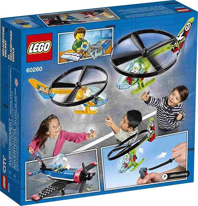 LEGO City Air Race 60260 Flying Helicopter Toy, Features 2 Ripcord Helicopters, Stunt Plane Aircraft Toy, 2 Pylons, Plus Rivera, Xtreme and Vitarush Pilot Minifigures (140 Pieces)