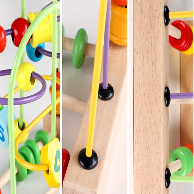 Wondertoys Bead Maze Toy for Toddlers Wooden Colorful Abacus Roller Coaster Educational Circle Toys for Babies Bead Maze Activity Cube Sensory Toys for Children