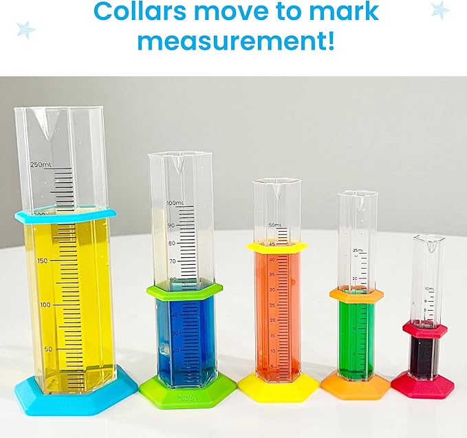 hand2mind Starter Science Graduated Cylinder Set, Science Lab Equipment Kids, Measuring Toys for Kids, Educational Science Kits, Kids Chemistry Set, Science Supplies for Classroom (Set of 5)