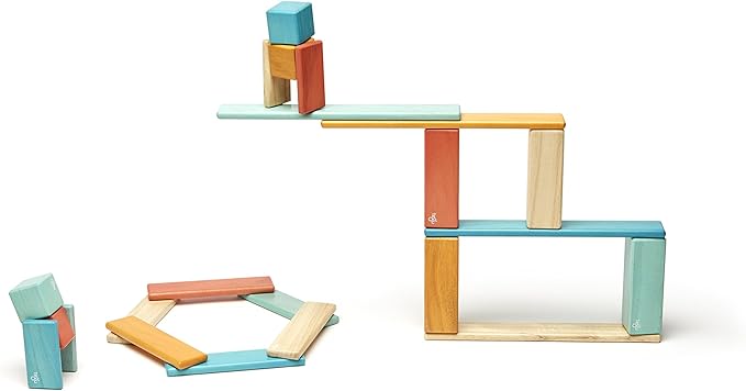24 Piece Tegu Magnetic Wooden Block Set, Sunset, 1-99 years old