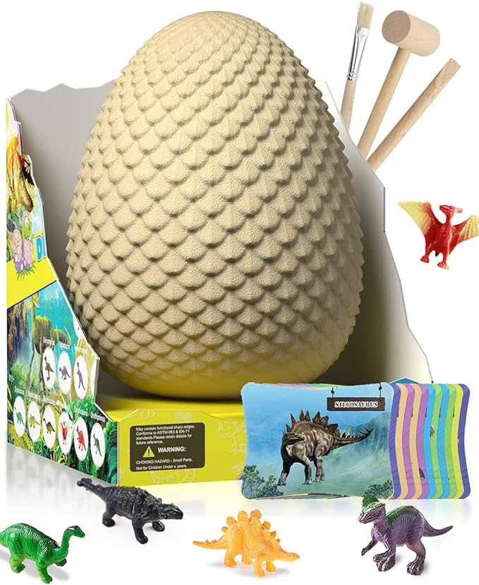 EARTH'SCODE Jumbo Dino Egg Excavation Dig Kit, Archeology Educational Science STEM Toy, Crafts Gift for Kids