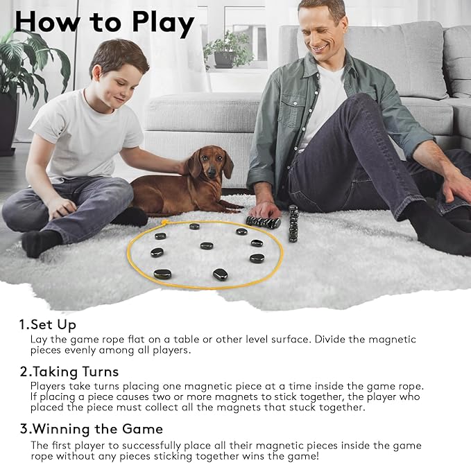 Magnetic Chess Game with Stones, Magnet Game, Puzzle Strategy Family Games, Party Travel Desktop Educational Games for Kids and Adults, Gifts for All Age, Valentine's Day, Easter Gifts