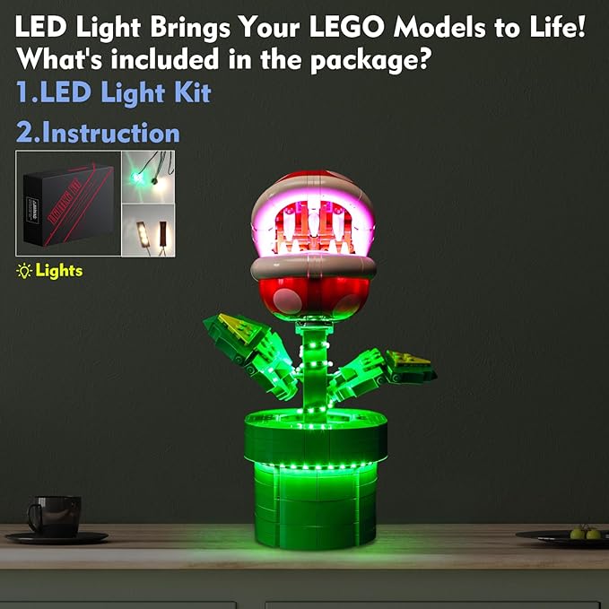LED Light Kit Compatible with Lego Piranha Plant 71426 Set DIY Creative Lighting Set Accessories Compatible with Lego Mario Piranha 71426 Building Set (Lights Only, No Models)