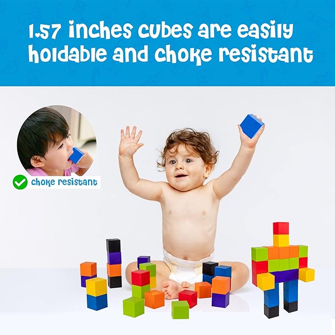 Extra Large Magnetic Blocks 35 Pieces 1.57 inch 4cm Size Perfect for Kids Preschool Kindergarden Elementary Building Cubes Sensory Montessori Construction Toddlers Boys Girls Educational Sensory