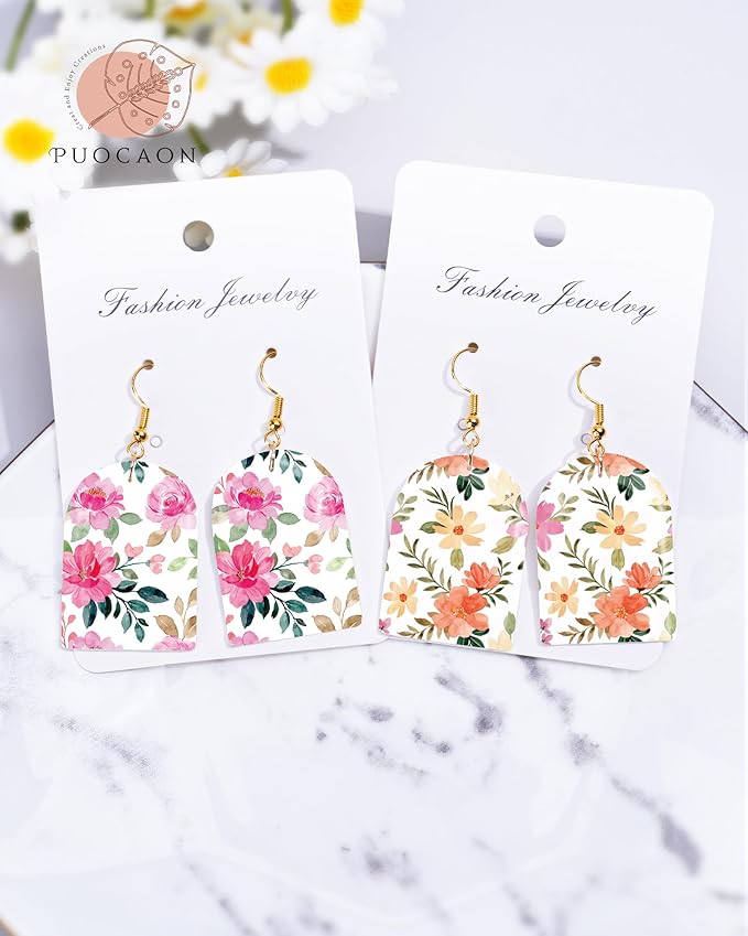 Puocaon Polymer Clay Transfer Paper - 20 Pcs Floral Water Transfer Paper for Polymer Clay, Eucalyptus Leaves Transfer Paper for Polymer Clay Earrings, Peony Polymer Clay Transfer Sheets for Jewelry