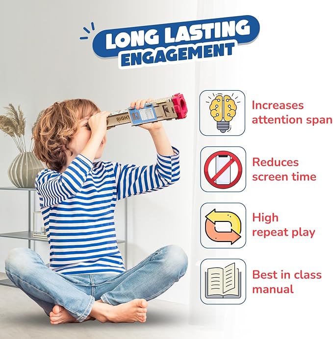 Smartivity Telescope STEM Toy for Kids Ages 8-14 Years | Measure Height & Distance | Cool Birthday Gifts Ideas for Boys & Girls | DIY Science Kit for 8,9,10,11,12,13,14 I Wooden Engineering Game
