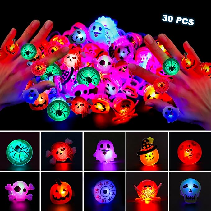 84Pcs Halloween Party Favors for Kids, Glow in The Dark Halloween Toys Bulk Light Up Rings Necklaces Bracelet Halloween Goodie Bag Fillers Stuffers Halloween Treats for Classroom Prizes Trick or Treat