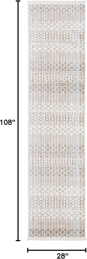 SAFAVIEH Sedona Collection Runner Rug - 2'4" x 9', Ivory & Beige, Moroccan Boho Tribal Design, Non-Shedding & Easy Care, Ideal for High Traffic Areas in Living Room, Bedroom (SED819A)