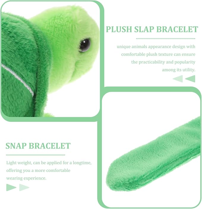 Kisangel 1pc Animals Slap Bracelet Turtle Slap Bracelet Stuffed Animal Slap Bracelets Huggers Turtle Party Favors(Green)