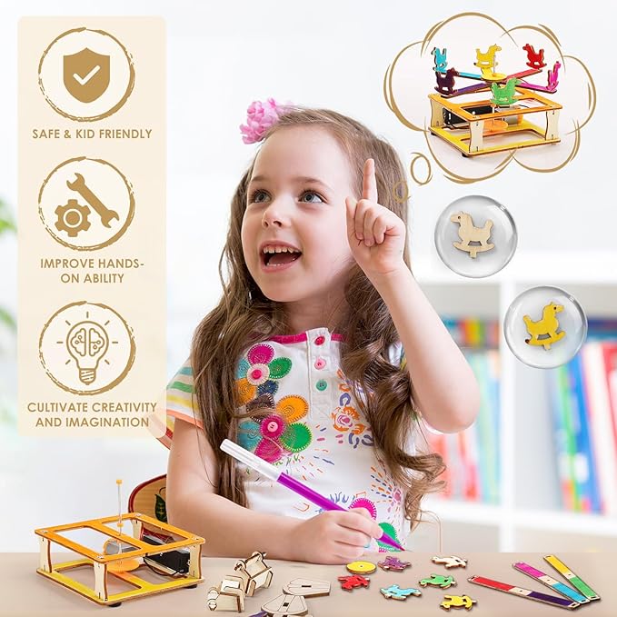 STEM Science Kits for Kids Ages 8-12, Wood Craft Building Kits for Boys Girls 7-10, DIY Science Experiment Projects for Engineering Model Kits, 3D Wooden Puzzle Toys for 9-11-14 Years Old
