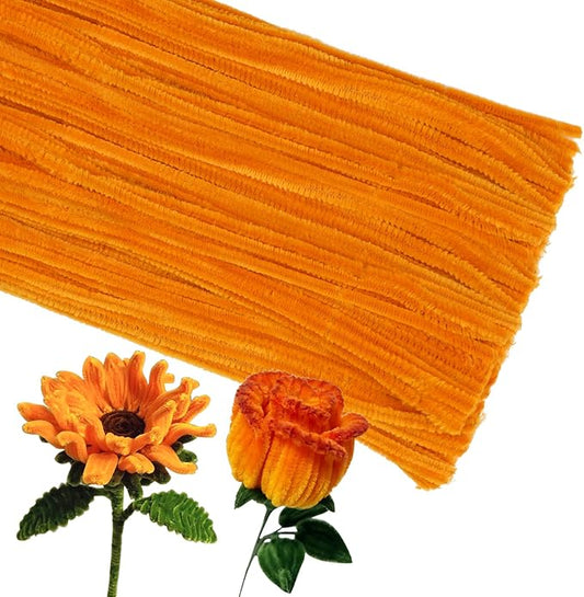 Chenille Stems Pipe Cleaners, 100 Pcs Pipe Cleaners Craft Supplies for DIY Hand Craft Arts Making, Festivals Decorations Craft/Orange