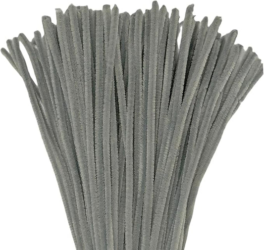 Gray Chenille Stems Pipe Cleaners, 12 Inch Colored Pipe Cleaners Pastel Craft Supplies, 200 Pcs Pastel Pipe Cleaners for Crochet Projects, Holiday Wreath, DIY Art Craft