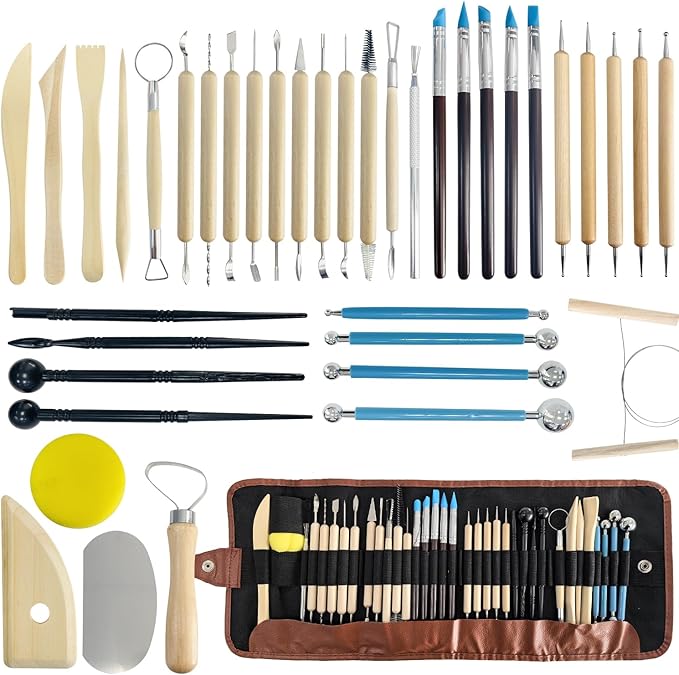 SUGOOE Clay Tools Kit, 40 PCS Air Dry Clay Tool, Sculpting Tools Kits, Polymer Clay Tools Set, Suitable for Adults, Kids, DIY Handcraft
