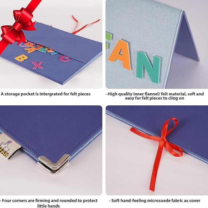 CHEFAN Foldable Felt Board for Toddlers 22 x 13 FreeStanding Flannel Board for Kids as Learning Board for Preschool Classroom and Daycare | Use with Felt Set Felt Book as Story Telling Board