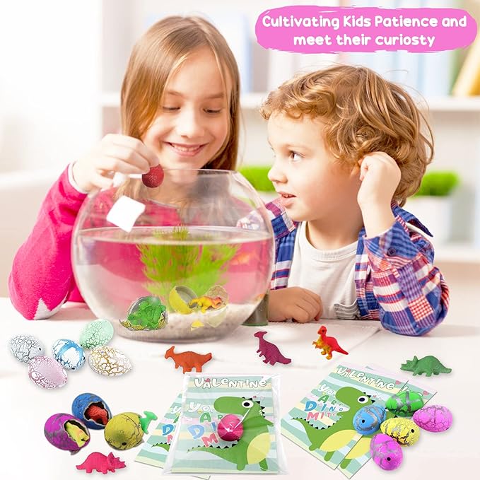 Valentines Day Gifts for Kids, 30 Pack Valentines Cards with Dinosaur Egg Hatching Bulk, Funny Dino Eggs Valentine Exchange Cards for Girls Boys Class School Classroom Party Favors