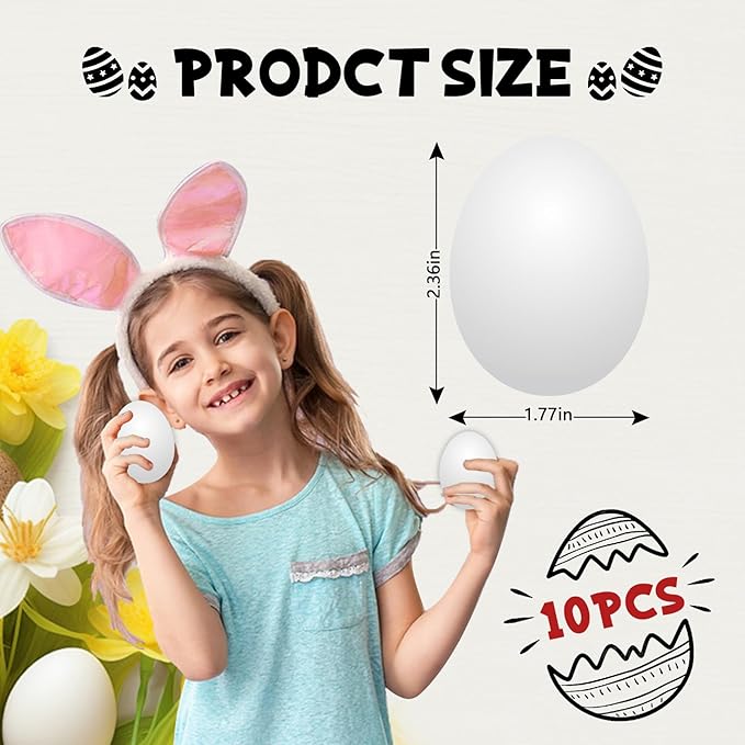 10pcs Wooden Fake Eggs, White Wooden Easter Eggs, DIY Kitchen Pretend Game Food Set, Children's Kitchen Game Toys, Home Decoration Products, Fake Eggs for Home Farm Decoration