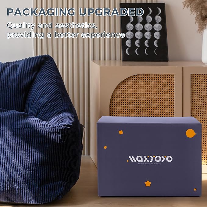 MAXYOYO Bean Bag Chair, Floor Sofa with Handle, Bean Bag Chairs for Adults and Kids, Teens Living Room Bean Bag, Accent Sofa Chair with Pocket for Gaming Reading Relaxing