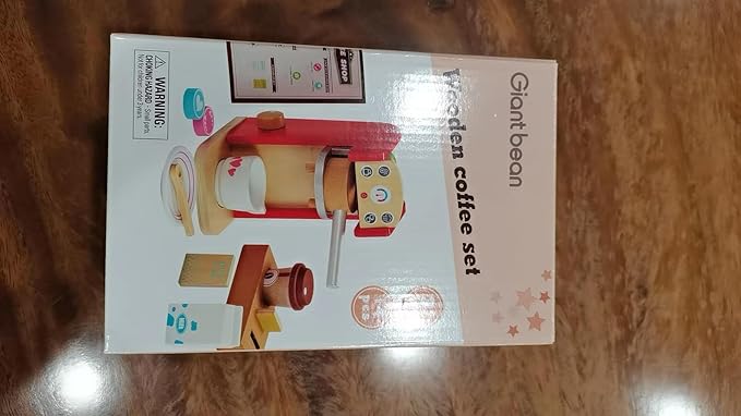 Giant Bean Wooden Coffee Maker Set Toy for Kids, 15 pcs Play Kitchen Accessories, Pretend Playset for Kids-Fun, Gifts for Boys and Girls