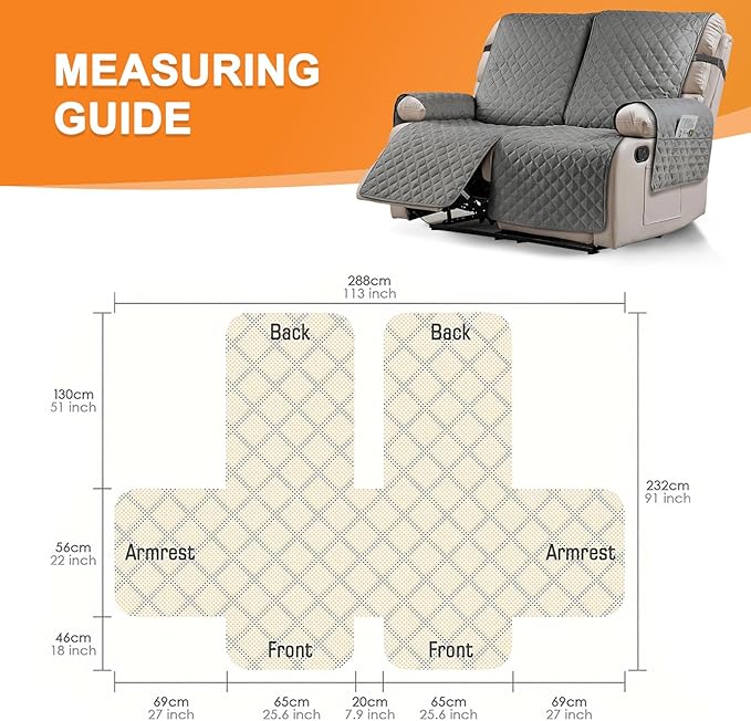Recliner Covers Non Slip Waterproof Large Recliner Chair Covers for Leather Chairs Reversible Recliner Sofa Cover for Living Room Recliner Furniture Protectors Covers for Pets Kids, Gray