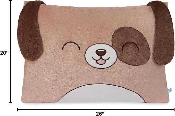Saint Eve Kids Pillow Pals - Cute & Super Soft Animal Friends Decorative Fluffy Pillow Covers for Girls and Boys & Toddlers Beds, Playroom and Nap Time, Sensory Toys for Kids, Bailey The Dog