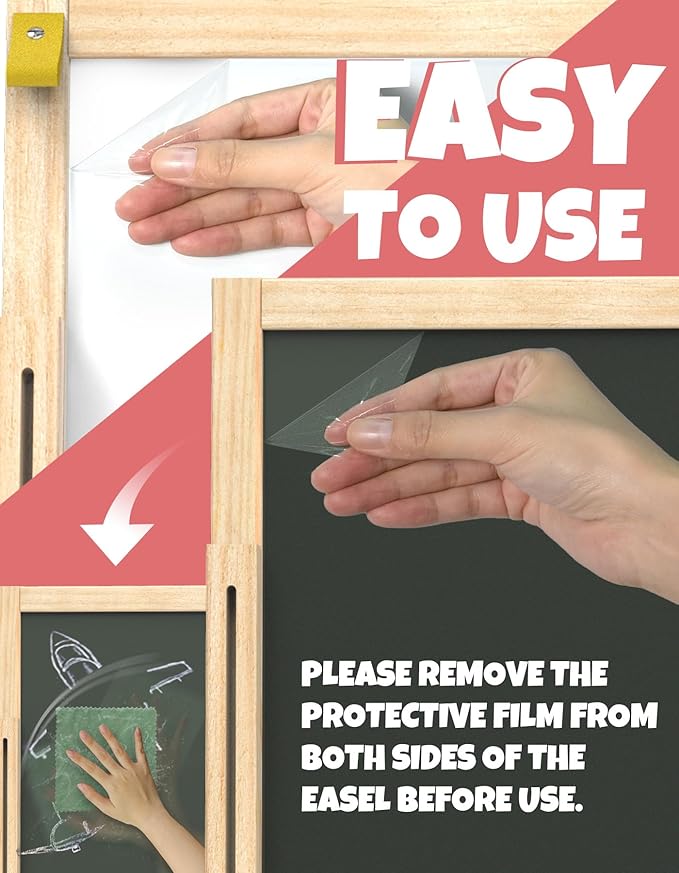 JOYOOSS Easel for Kids Art Easel Kids Easels for Toddlers Easel, Toddler Art Easel Dual-Sided Adjustable Wooden Magnetic Board for Kids Easel for Toddlers 3-4 Years and Art Easel for Kids Ages 4-8