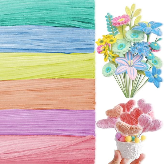 Peryiter 500 Pieces Pipe Cleaners Chenille Stems 12 Inch Craft Supplies Bulk for DIY Art and Craft Projects Creative Gift Wrapping Party Decorations(Macaron,12 Inch)