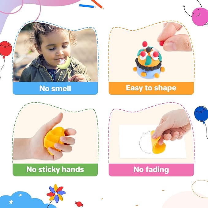 Air Dry Clay 50 Colors, Modeling Clay for Kids, DIY Model Magic Clay, Molding Clay Kit with Sculpting Tools, Non-Sticky Soft and Super Light, Arts and Crafts Gift for Boys Girls Kids.