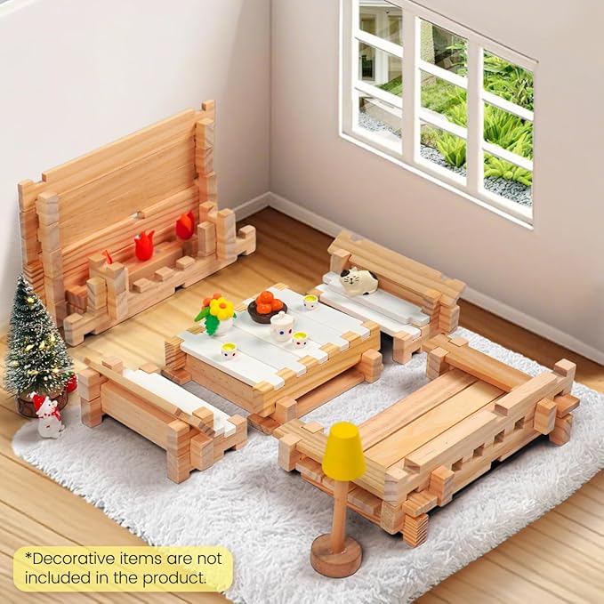 Jovi-mindly 96 PCS Wooden Blocks Wooden Toys with Storage Bag, Preschool Learning Toys Wood Blocks Building Toys for Kids Ages 4-8 Creative Construction Game,FSC Certified