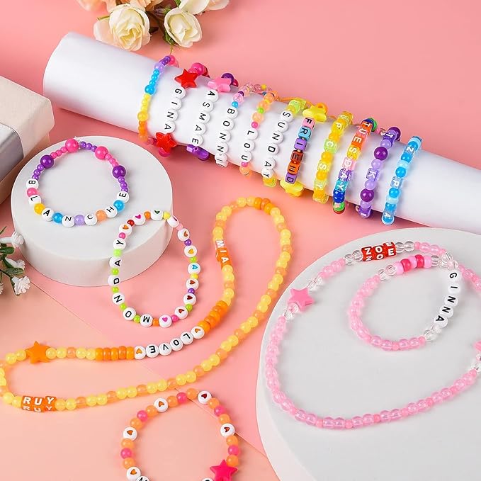 Color Beads Bracelet Making Kit 1100PCS, Girls' Lovely Bracelet Necklace Jewelry Making Kit, friendship bracelet kit Girls' Birthday Gift DIY Craft for Girls,Christmas Gift Set For Kids Age 6+