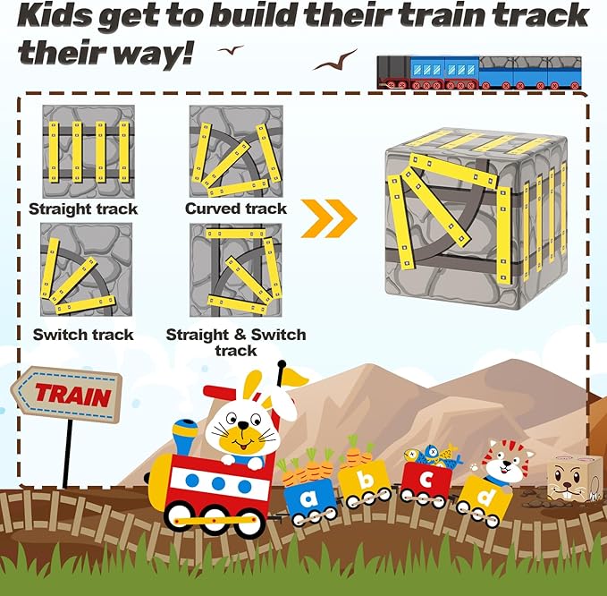 Magnetic Blocks - Build Mine Magnet World Mine Train Track Set, Magnetic Building Blocks Toddler Toys STEM Sensory Outdoor Toys for 3+ Year Old Boys & Girls, Kids Toys for Ages 4-6 6-8 5-7