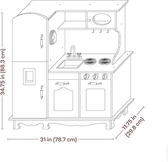 Sunnydaze Chef Sounds Interactive Play Kitchen for Kids - Wooden Kitchen Playset with Lights, Sounds, and Accessories - White