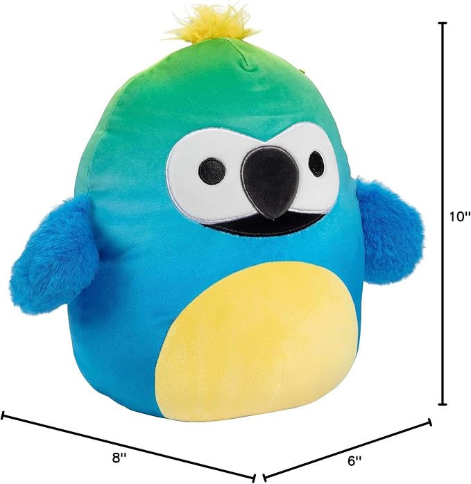 Squishmallows 10-Inch Baptise The Macaw - Official Jazwares Plush - Collectible Soft & Squishy Bird Stuffed Animal Toy - Gift for Kids, Girls & Boys
