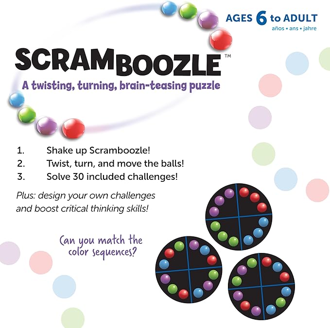 Learning Resources Scramboozle Puzzle Ball - 3D Brain Teasers and Puzzle Games for Kids and Adults, Puzzle Sort Ball Game, Easter Basket Stuffers For Teens, Ages 6+