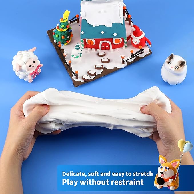 ifergoo Modeling Clay, 24/36 Colors Air Dry Clay Best Gift for Kids, Super Light Magic Clay with Sculpting Tools and Project, No-Sticky and Non-Toxic (White Color)