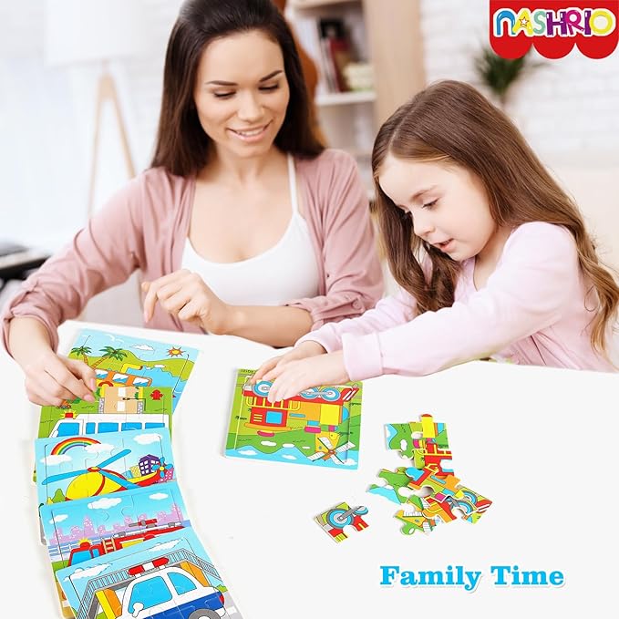 Wooden Toddler Puzzles 2-5 Years - Set of 6 | Preschool Educational Toy with 9 Pieces Each | Fun Animal Jigsaw Puzzle Gift for Boys and Girls