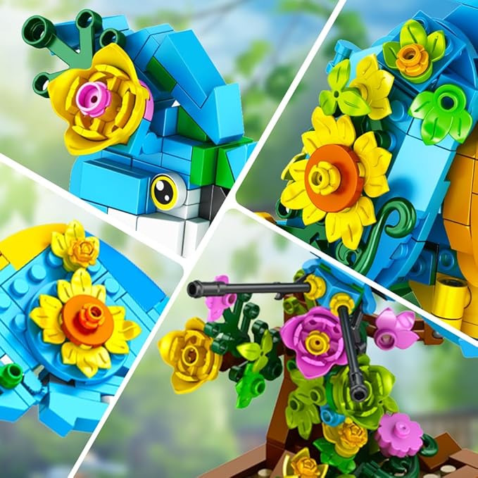 3 in 1 Flower Cat Parrot Butterfly Building Set, Animal Figures Building Toy for Home Office Art Decor, 412 PCS Building Block Gift for Kids Boys Girls Ages 6 7 8 9 10 11 12+ Adults