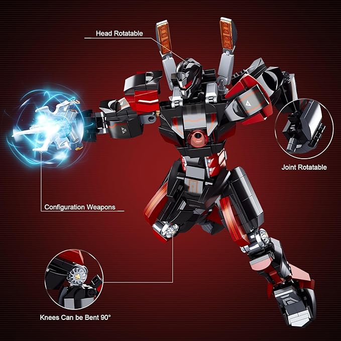 Wanderer Mech Building Blocks Set for Adults,Dark Robot Model Building Kit with 2 Multiple Weapons, 585 Pcs Creative Collectible Gift for Boys Kids 8-12