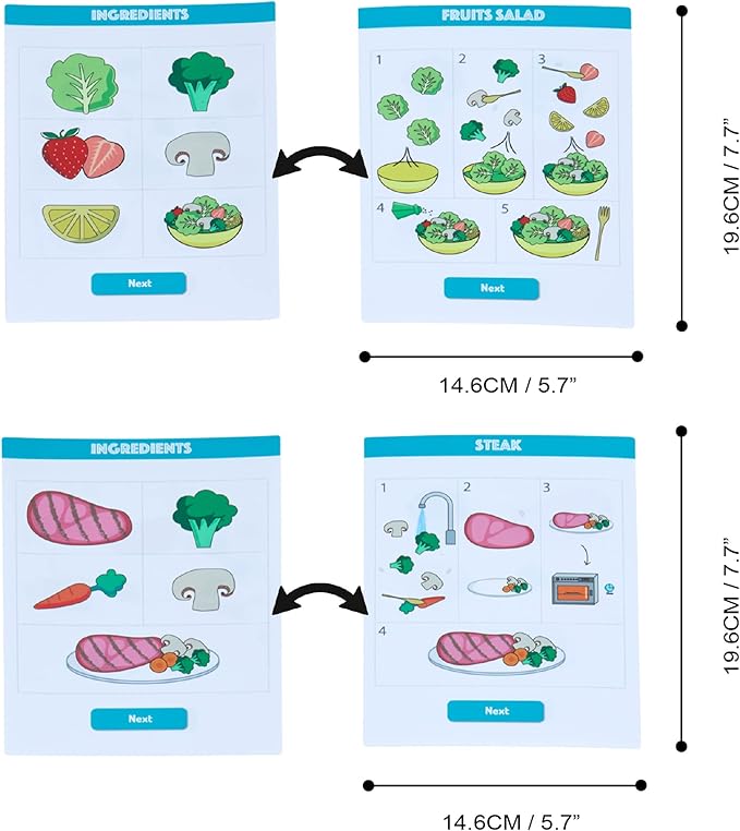 Teamson Kids Little Chef Frankfurt 27 Piece Play Kitchen Tablet with Recipes and Pretend Ingredients and Wooden Food Cutting Set, Multicolor/White , Green