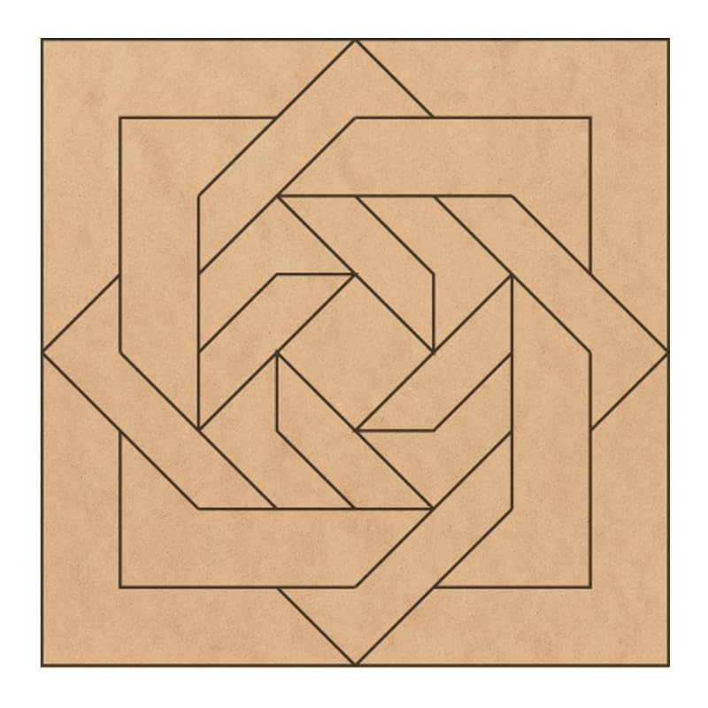Unfinished Interlocking Squares Barn Quilt Square Wooden Sign, Country Decor Canvas Quilting Blocks (9 inches, Slip Knot) AVTRBoutique