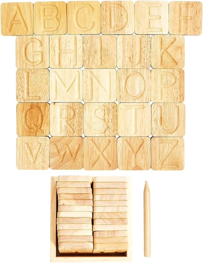 Wooden Alphabet Tracing Boards - Preschool Letter Formation - Montessori Alphabet Letters