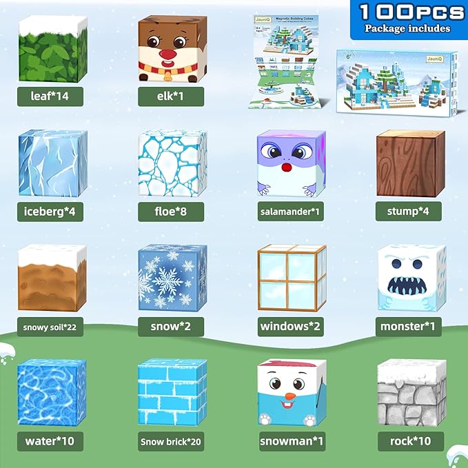 Magnetic Blocks Set 100PCS Frozen Toys Gift for Girls Boys Age 4-6 5-7 8-13 STEM Fidget Building Sensory Kids Game