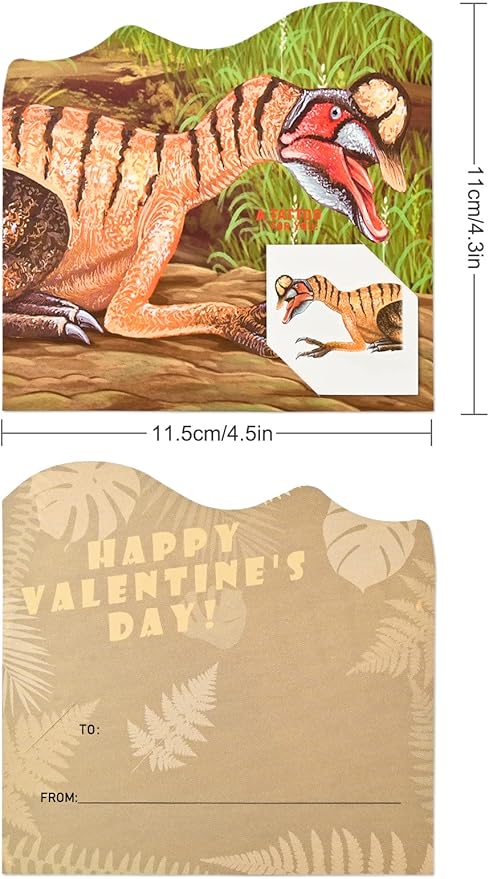 Giiffu 36 Dinosaur Valentines Day Cards for Kids, Dinosaur Valentines Cards with Envelopes for Valentine Classroom Gifts, Kids Valentine Exchange Cards, Kids Valentine Party Favors