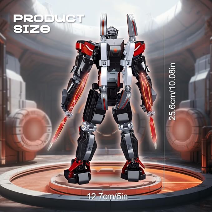 DAHONPA Dark Warrior Transforming Mech Building Blocks Set (585 PCS), Assembly Mecha Robot Model Kit, Technology City MechWarrior Toy, Christmas Birthday Gifts for Adults and Kids
