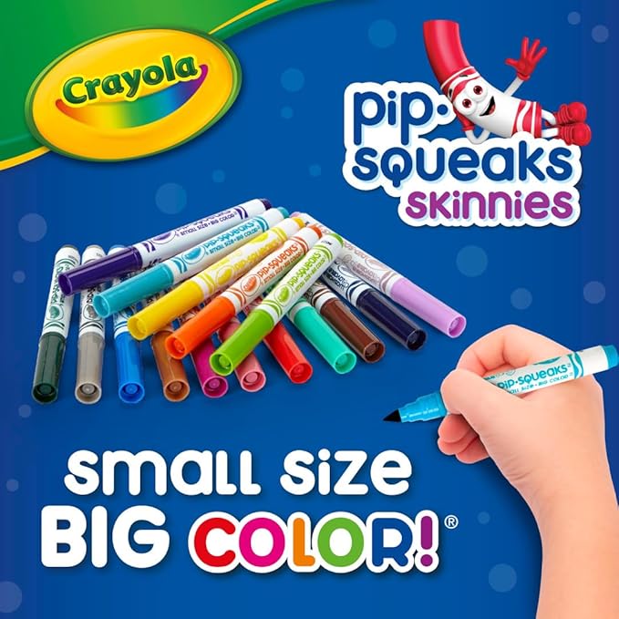 Crayola Pip-Squeaks Skinnies Washable Markers (64ct), Mini Markers for Kids, Coloring Markers, Craft Supplies, Kids Holiday Gift, 3+