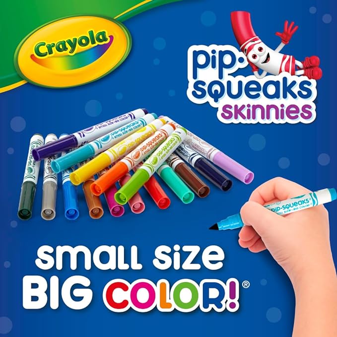 Crayola Pip-Squeaks Skinnies Washable Markers (64ct), Mini Markers for Kids, Coloring Markers, Craft Supplies, Kids Holiday Gift, 3+