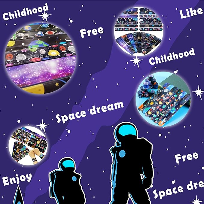 Viicoor 30PCS Space Slap Bracelets Snap Bracelet Wrisrtband for Party Favors Basket Bag Filler School Prizes Gifts Party Favors Bulk