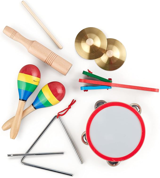 Melissa & Doug Band-in-a-Box Clap! Clang! Tap! - 10-Piece Musical Instrument Set - Kids Musical Instruments, Wooden Percussion Instruments For Toddlers And Kids Ages 3+
